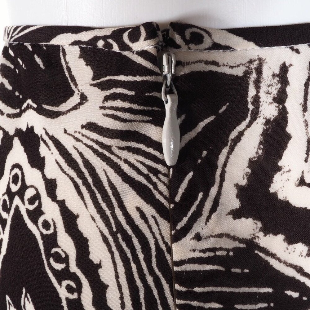 Ellen Tracy Skirt Women Size 12 Petite Silk Trumpet Lined Floral Black White EUC - Picture 4 of 9